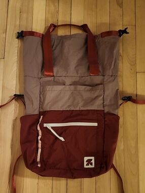 Women's Two-Tone Roll-Top Backpack/Convertible Tote - Casual Everyday Bag